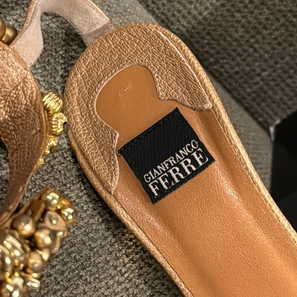 Auth Gianfranco Ferre Scarpa Donna Strappy Heels Rose Gold Embellished Anklets - Picture 5 of 14